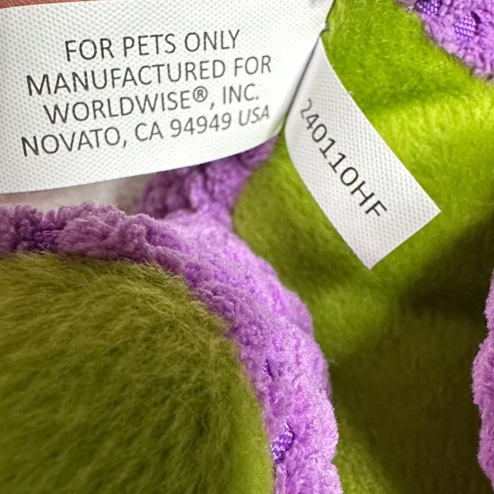 GoDog Bruto Purple Dinosaur Plush Dog Toy Silent Squeaker Chew Guard
